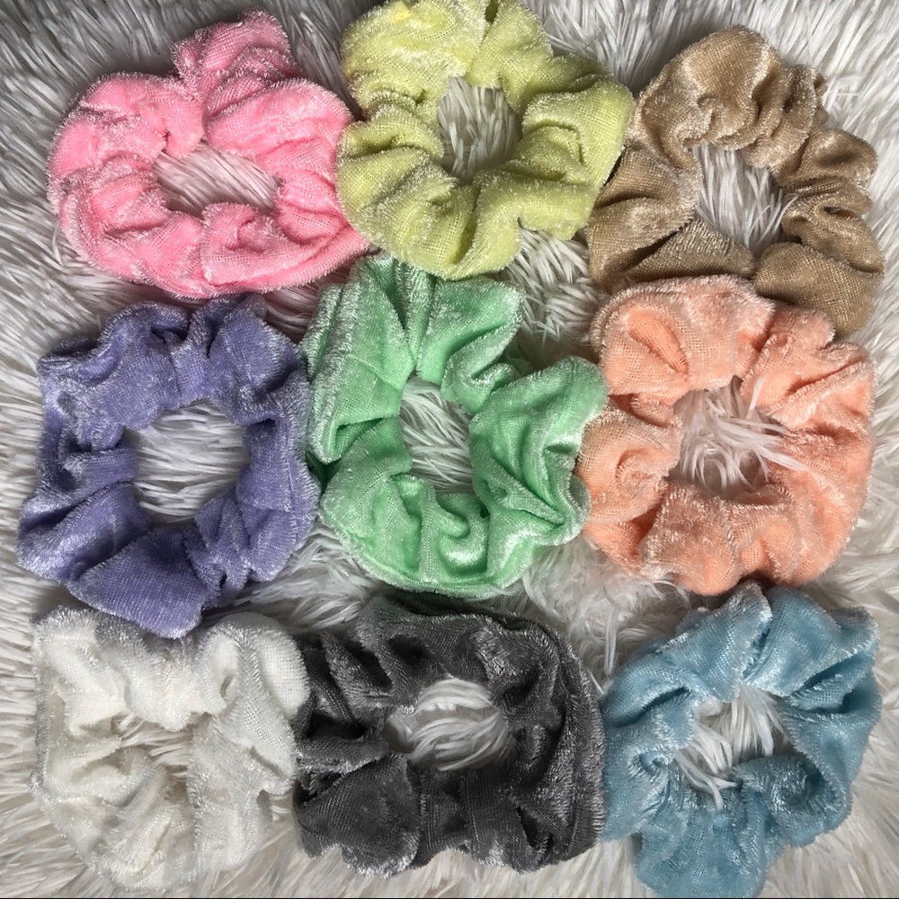 9 Velvet Hair Scrunchies PASTEL New Ties Band VSCO